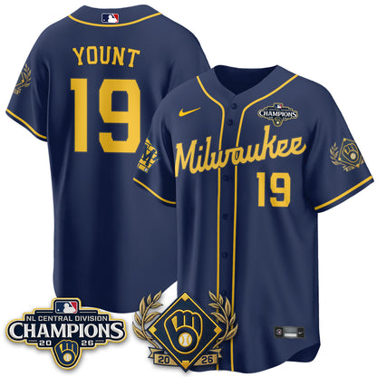 Milwaukee Brewers 2026 NL Division Champs Vapor Gold Jersey - Stitched