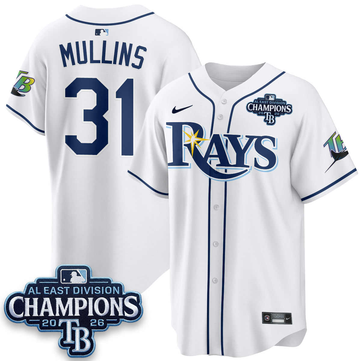 Tampa Bay Rays 2026 AL East Champs Vapor Jersey - Stitched
