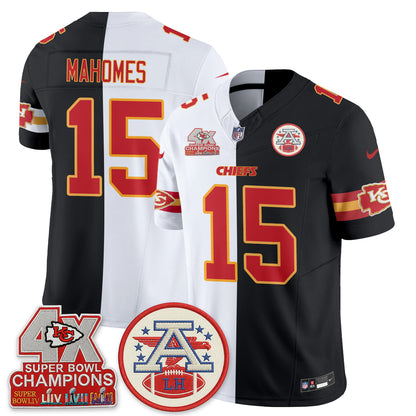 Kansas City Chiefs 4X Champs Patch Split Edition Vapor Jersey - Stitched