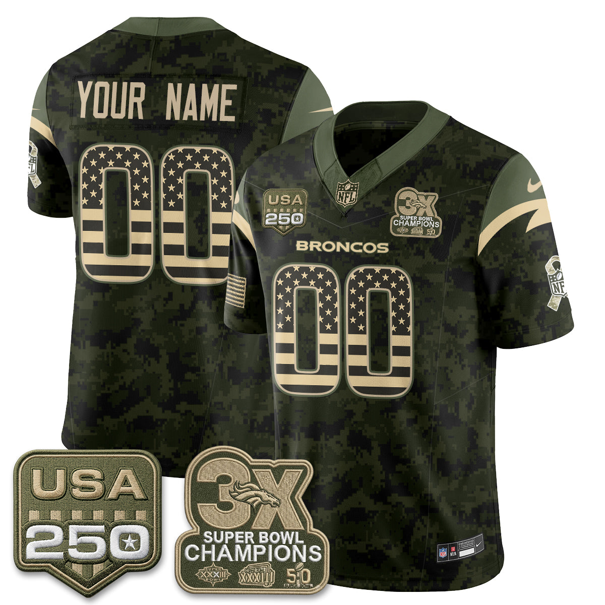 Denver Broncos 2026 Salute to Service Edition Vapor Custom Jersey - Stitched