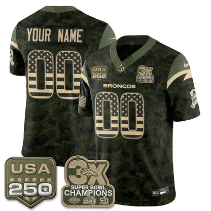 Denver Broncos 2026 Salute to Service Edition Vapor Custom Jersey - Stitched