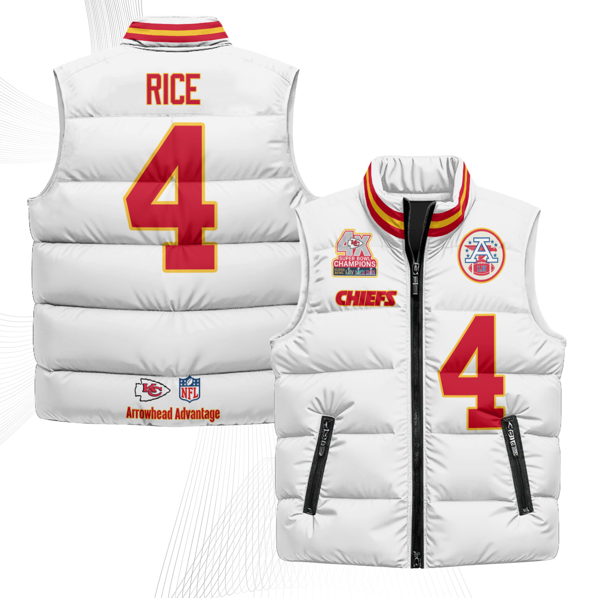 KC 4X Champs Gold Edition Puffer Vest - Printed