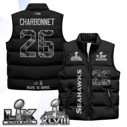 Seattle Seahawks 2026 Salute to Service Puffer Vest - Printed