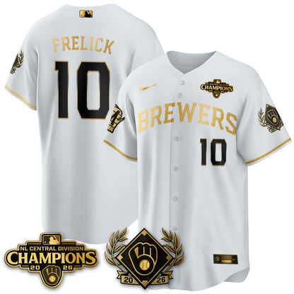Milwaukee Brewers 2026 NL Division Champs Vapor Gold Jersey - Stitched