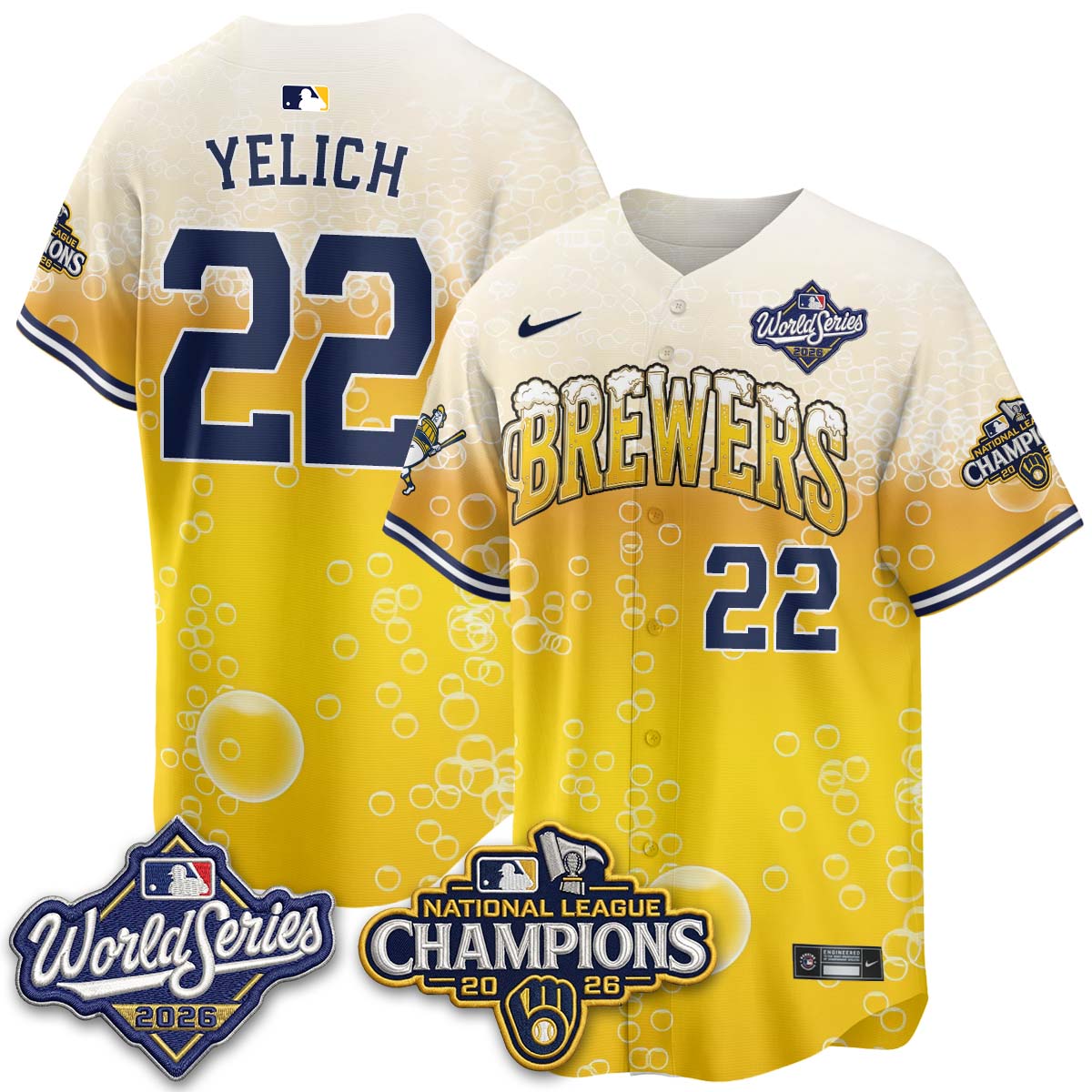 Milwaukee Brewers "Pitcher & Pint" 2026 NL Champions Vapor Jersey - Stitched