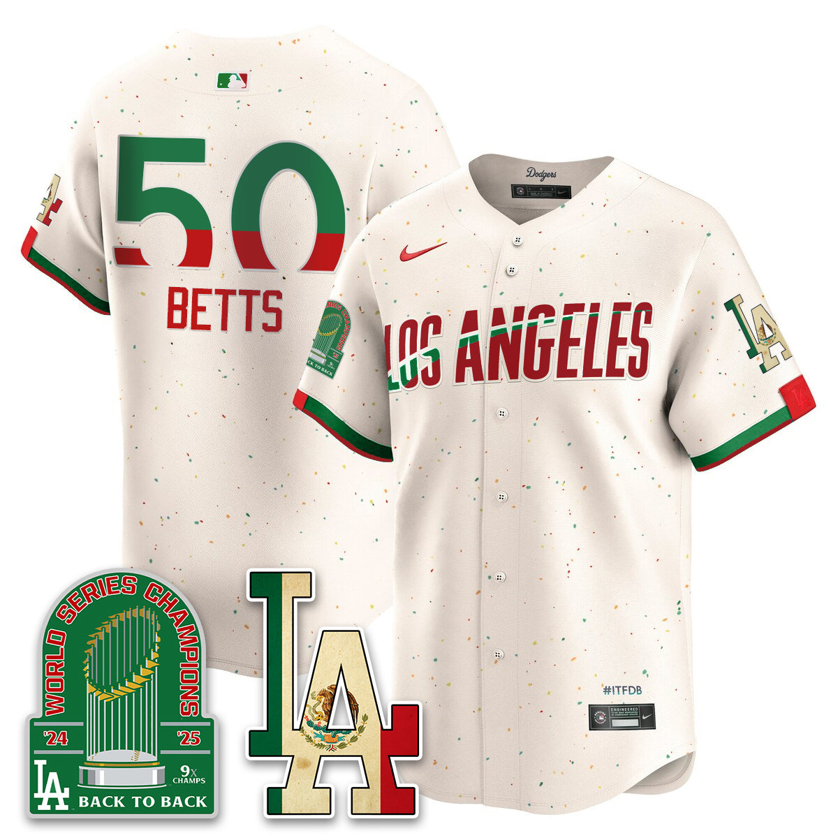 Los Angeles Dodgers Mexico Style Vapor Jersey- Stitched