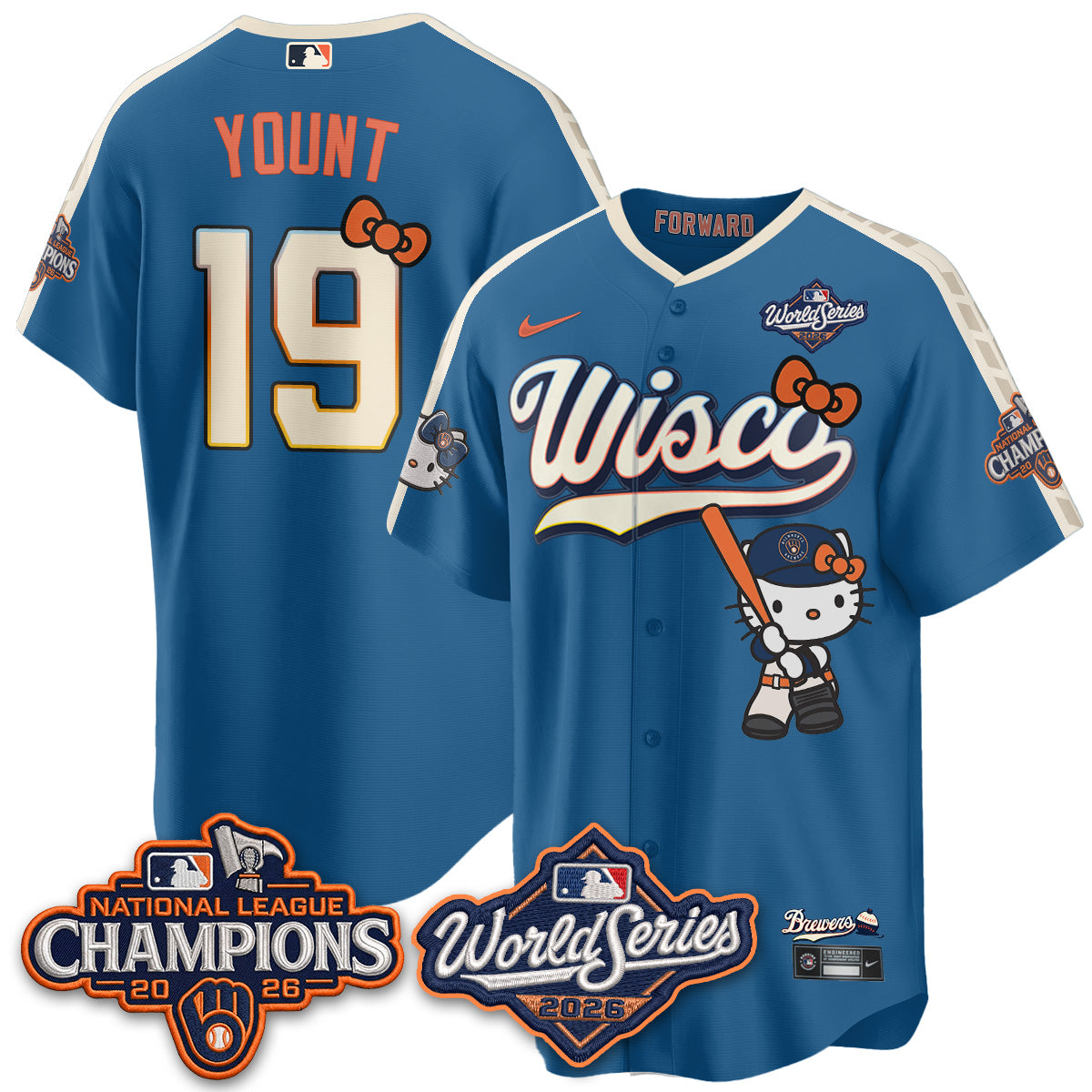 Milwaukee Brewers 2026 NL Champions x Meow KT Vapor Jersey - Stitched