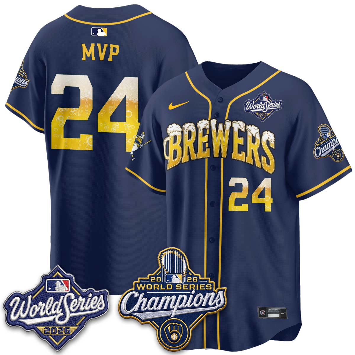 MIL "Pitcher & Pint" 2026 WS Champions Vapor Jersey - Stitched (#32 Tiktok)