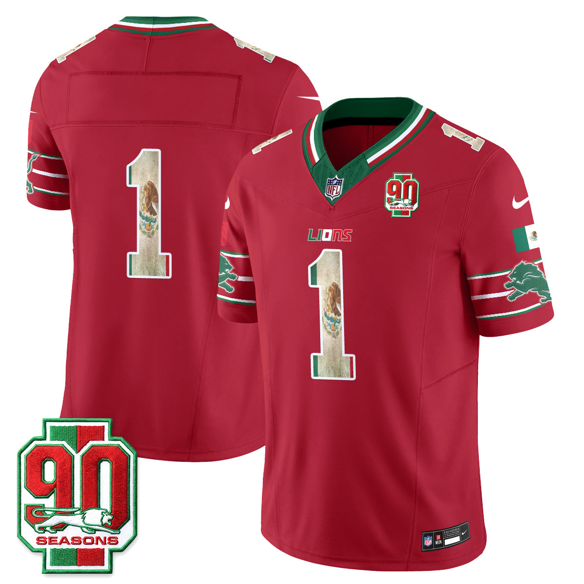 DET Mexico Edition Vapor Jersey - Stitched
