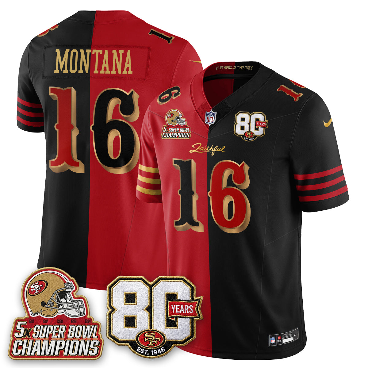 SF 80 Years & 5X Champs Rivalries Vapor Jersey - Stitched