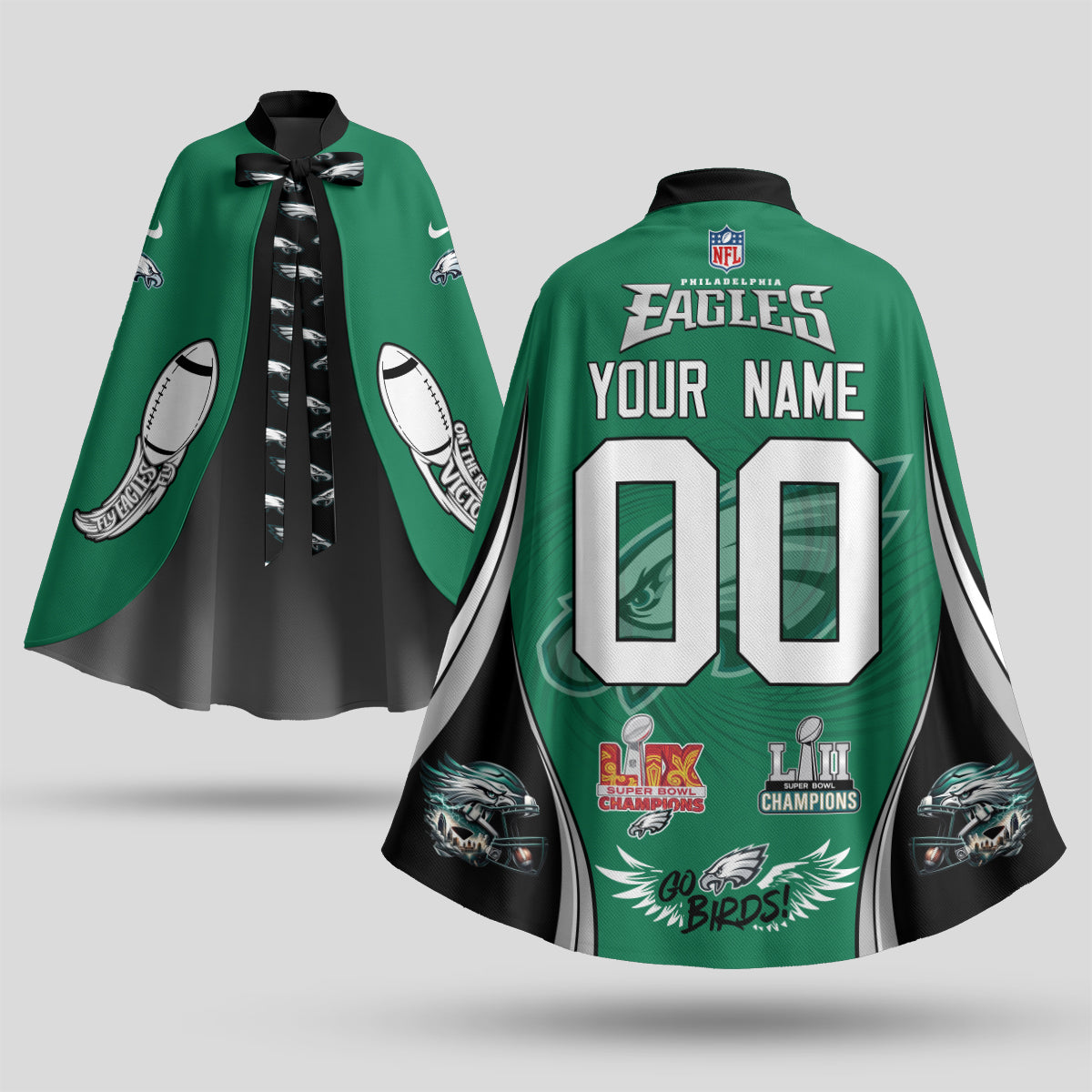 Philadelphia Eagles Champions Edition Custom Strap Shawl Cape - Printed