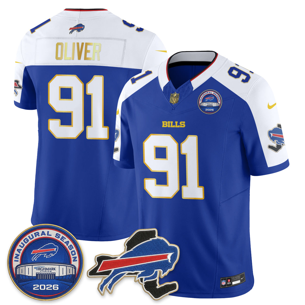BUF 2026 Royal Gold Trim Edition Vapor Jersey - Stitched