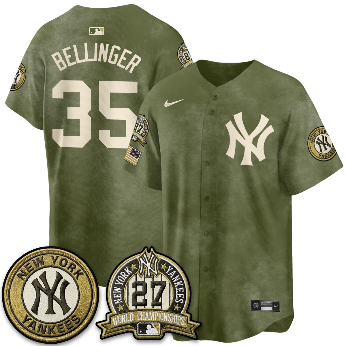NYY New Era Olive 2026 Armed Forces Day Jersey -All Stitched
