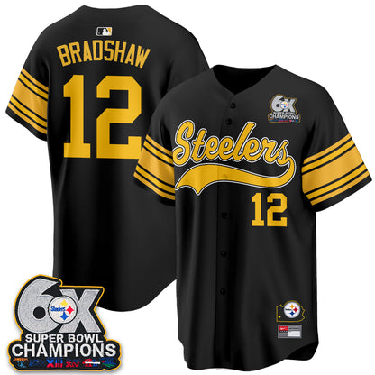 Pittsburgh Steelers 6X Champs Throwback Baseball Vapor Jersey - Stitched