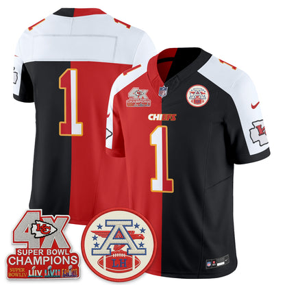 Kansas City Chiefs 4X Champs Patch Split Edition Vapor Jersey - Stitched