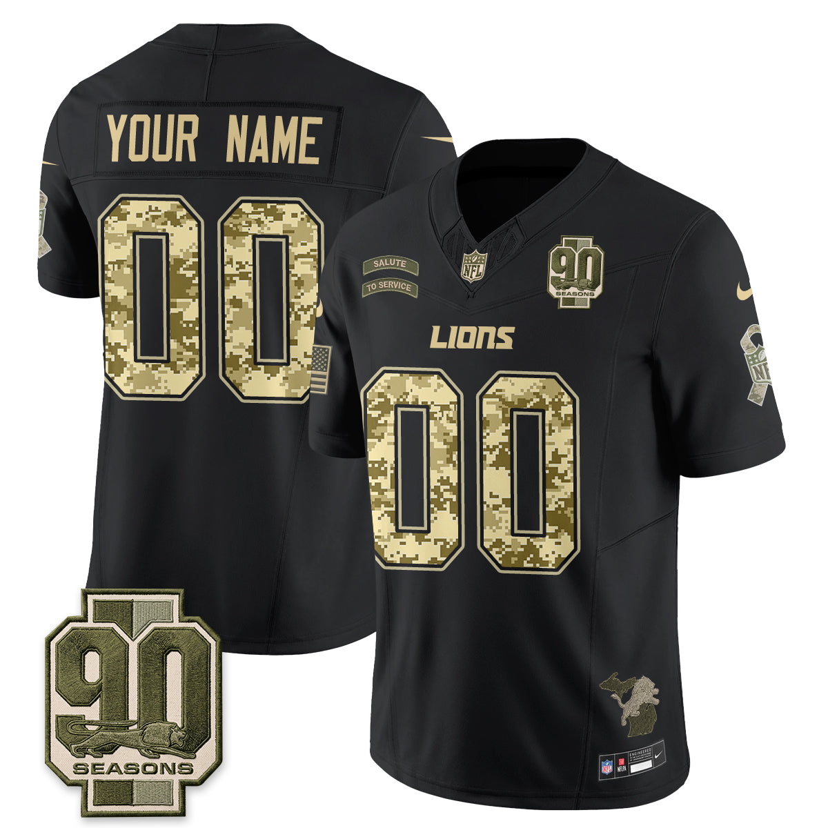 Detroit Lions 2026 Salute to Service Vapor Custom Jersey V2- Stitched