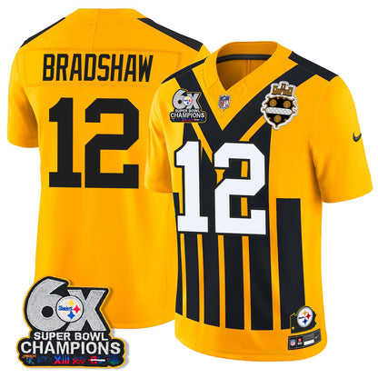 Pittsburgh Steelers 6X Champs Throwback V2 Vapor Jersey - Stitched