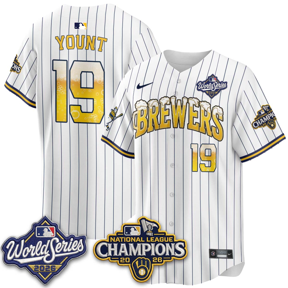 Milwaukee Brewers "Pitcher & Pint" 2026 NL Champions Vapor Jersey - Stitched