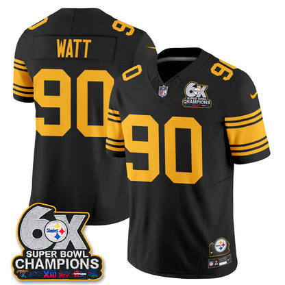 Pittsburgh Steelers 6X Champs Throwback V2 Vapor Jersey - Stitched