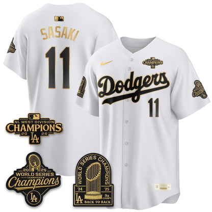 Los Angeles Dodgers 2026 NL West Champs Black Gold Vapor Jersey- Stitched