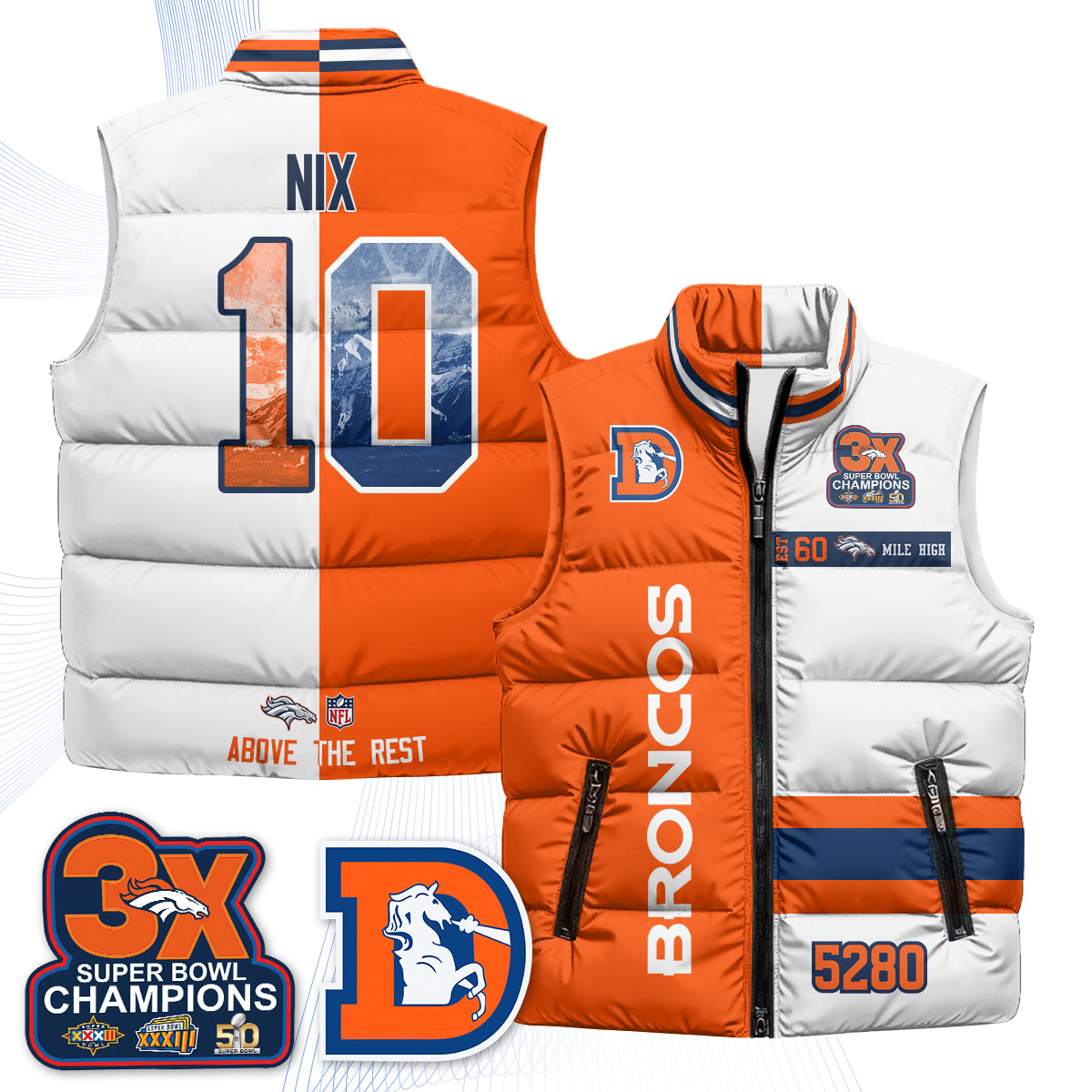 DEN "Mile High" Puffer Vest - Printed