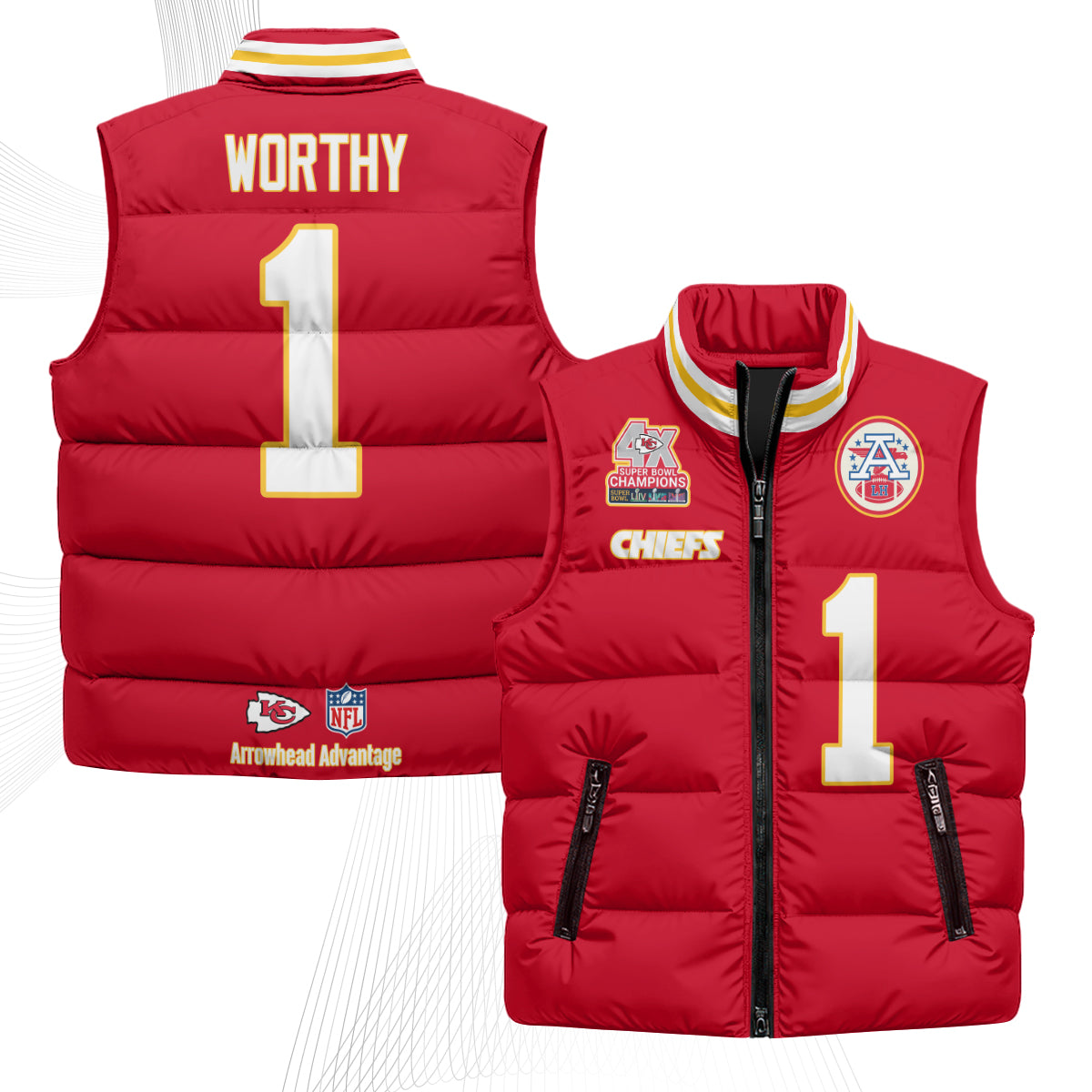 KC 4X Champs Gold Edition Puffer Vest - Printed