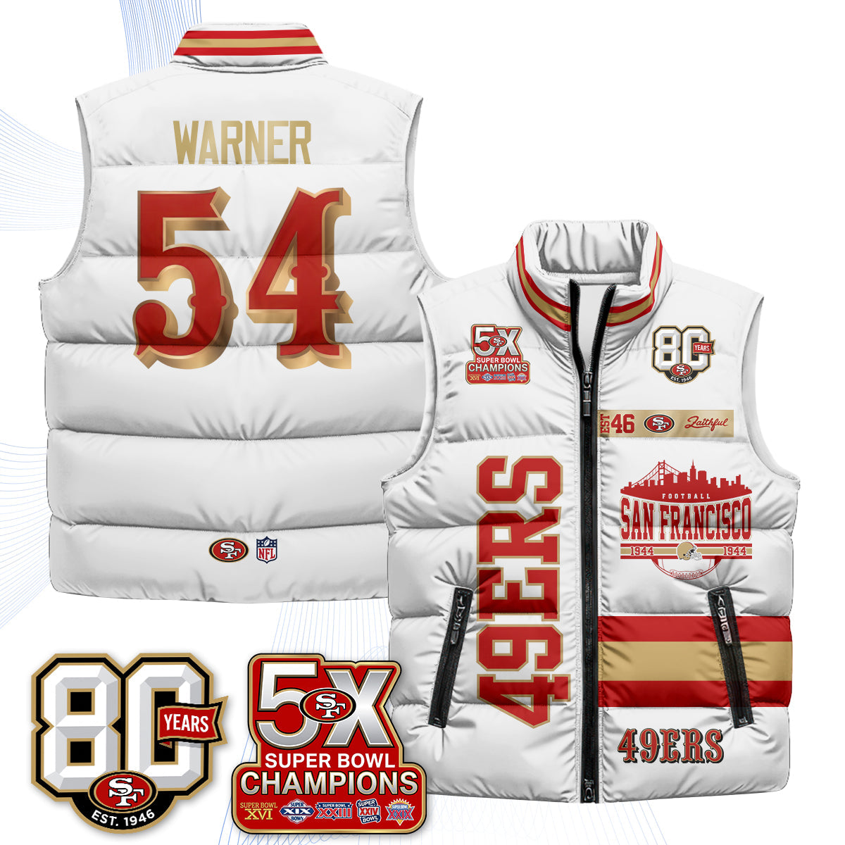 SF Faithful to The Bay Puffer Vest - Printed