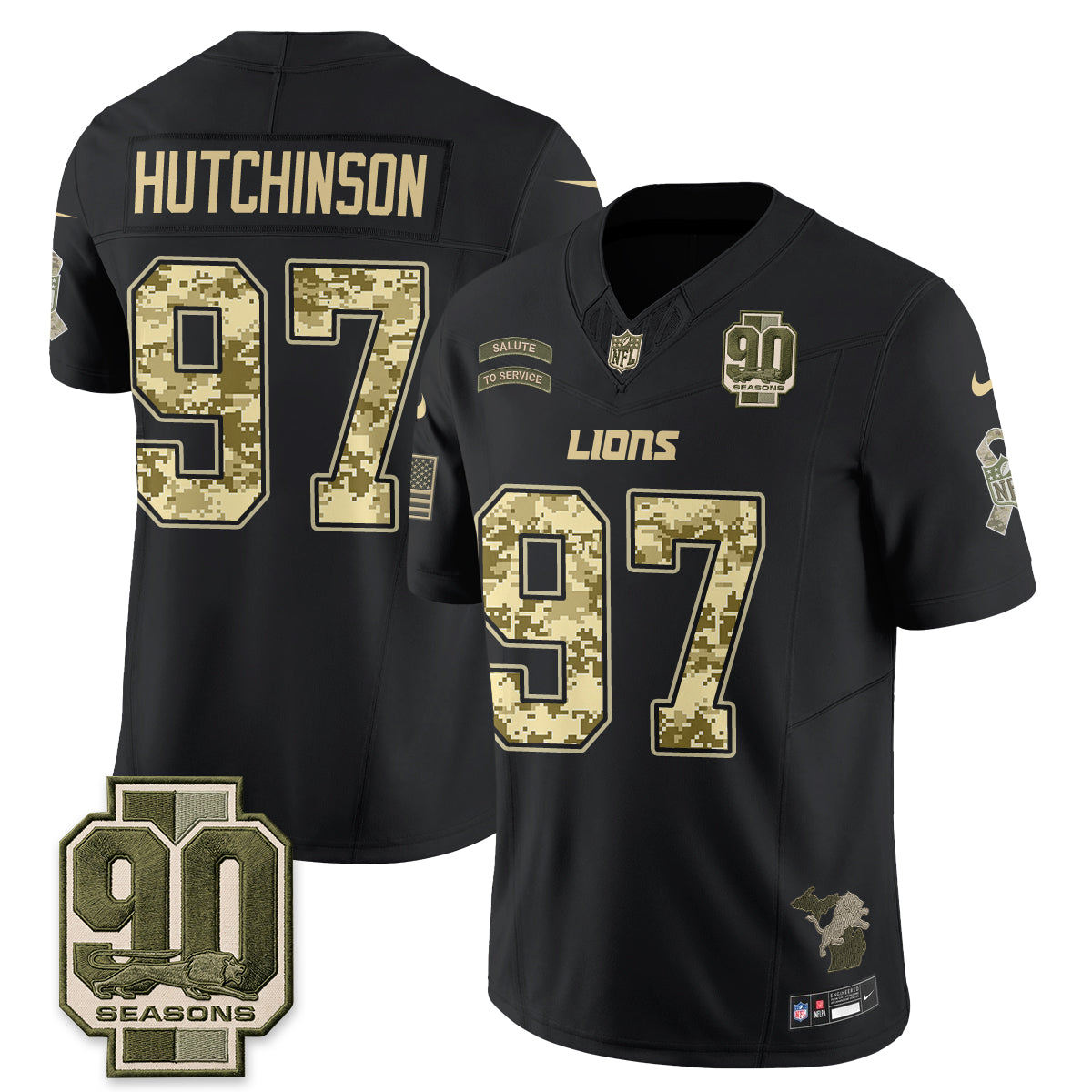 Detroit Lions 2026 Salute to Service Vapor Jersey V2- Stitched