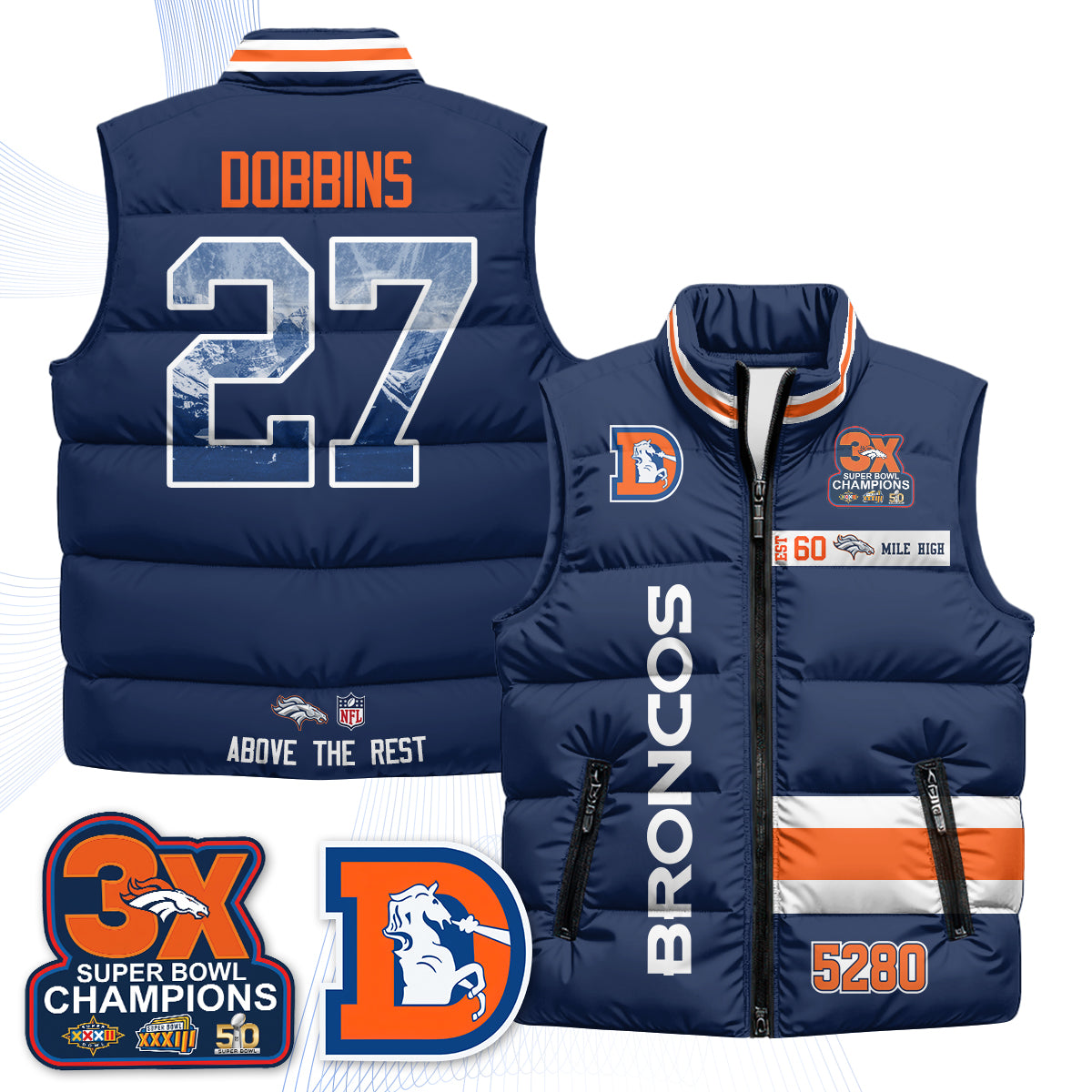 DEN "Mile High" Puffer Vest - Printed