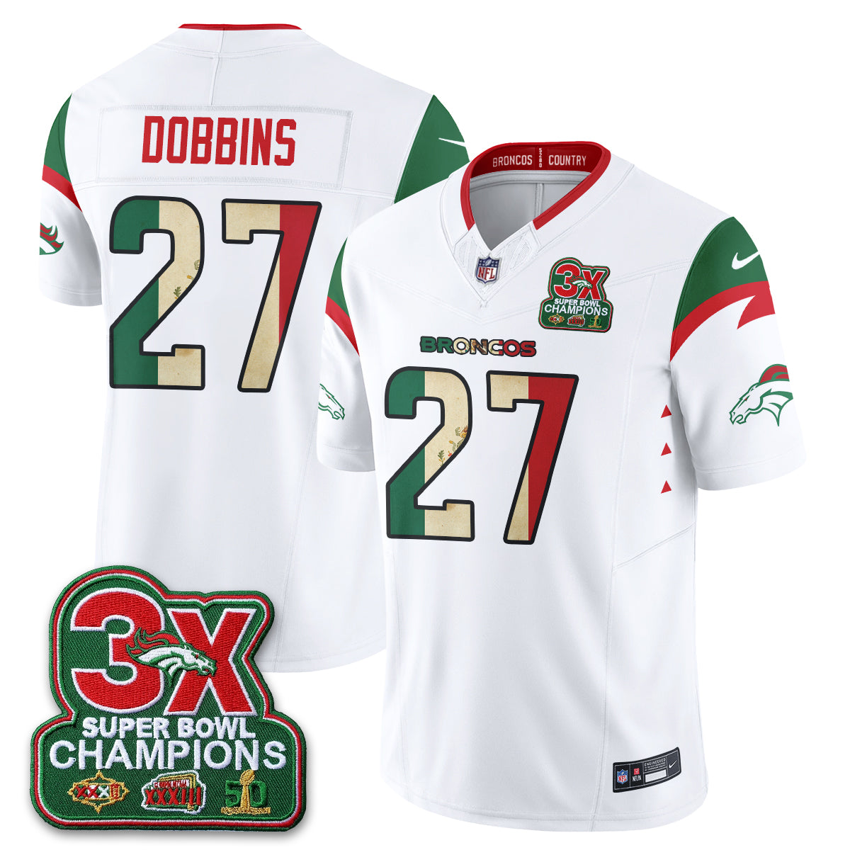DEN 3X Champs Mexico Edition Vapor Jersey - Stitched