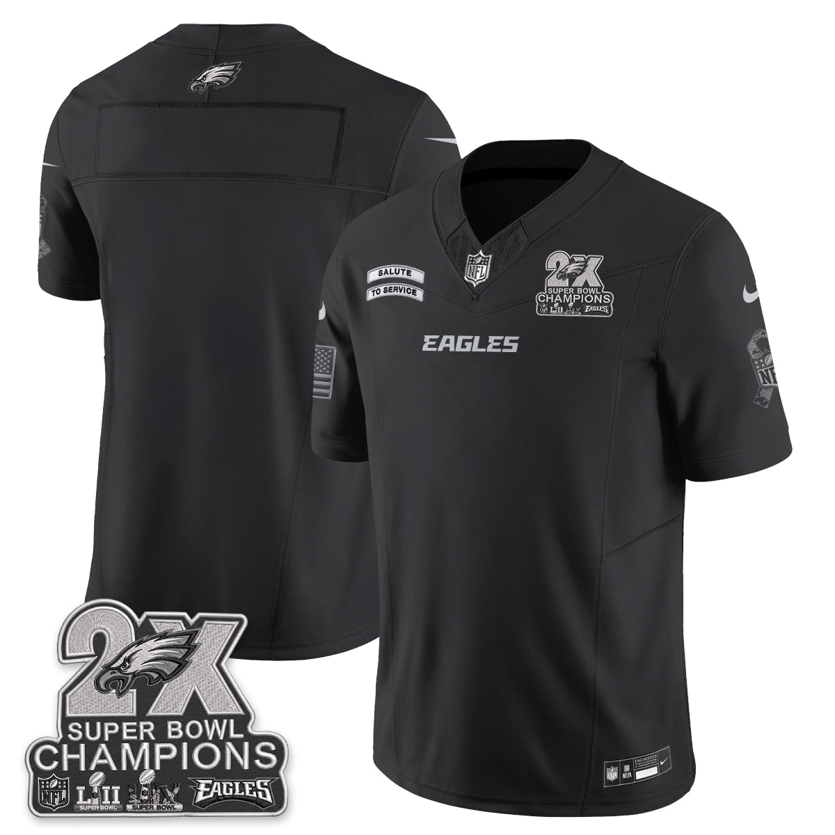 Philadelphia Eagles Salute to Service V2 Vapor Jersey - Stitched