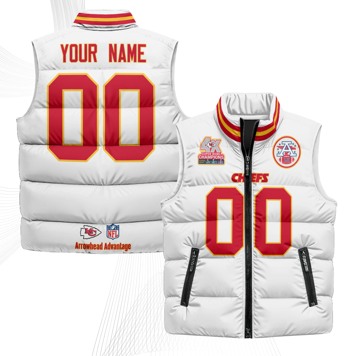 KC 4X Champs Gold Edition Custom Puffer Vest - Printed