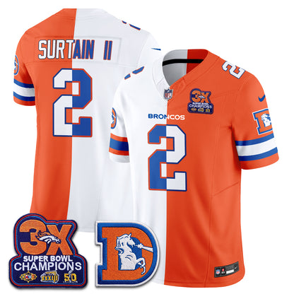 Denver Broncos Throwback Split Vapor Jersey - Stitched