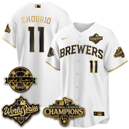 MIL WS26 - Bob Uecker Patch Black Gold Jersey - Stitched (Tiktok)