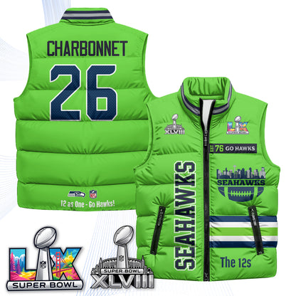 SEA "Go Hawks" Edition Puffer Vest - Printed