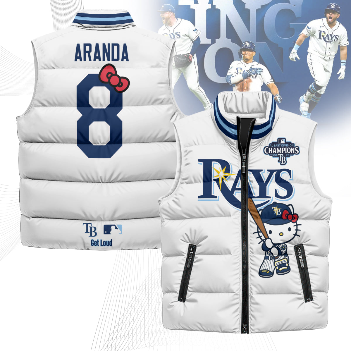 TB x Meow KT 2026 AL East Champs Puffer Vest - Printed