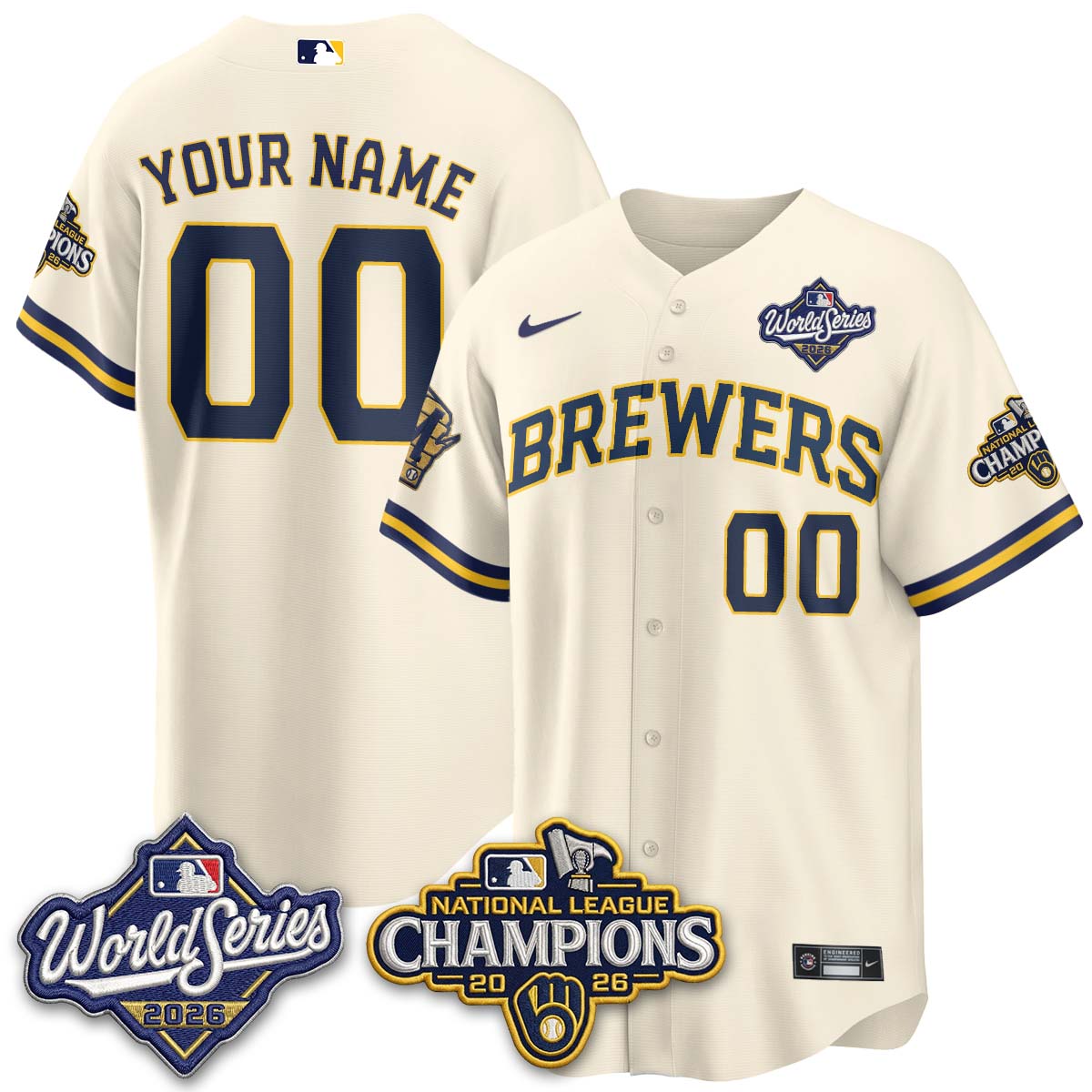 Milwaukee Brewers 2026 NL Champions Custom Vapor Jersey - Stitched