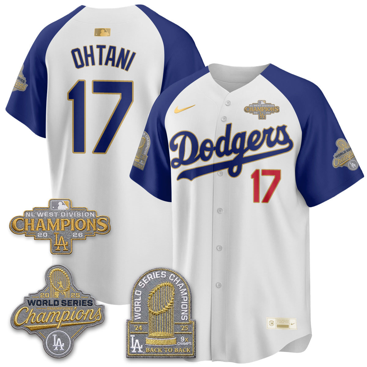 Los Angeles Dodgers 2026 NL West Champs Black Gold Vapor Jersey- Stitched