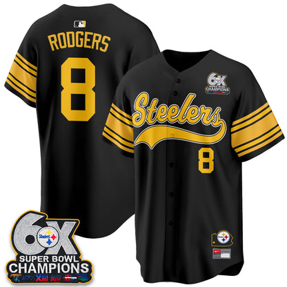 Pittsburgh Steelers 6X Champs Throwback Baseball Vapor Jersey - Stitched