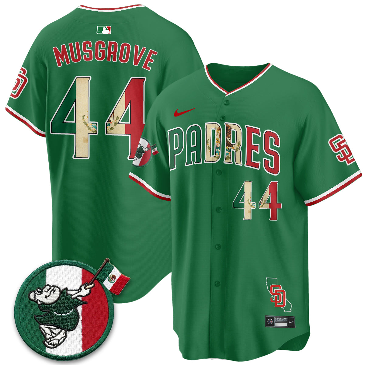 San Diego Padres Mexico Style Vapor Jersey - Stitched