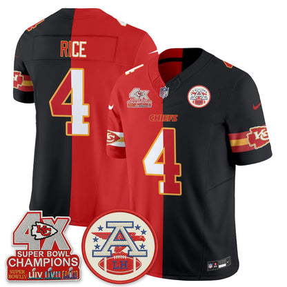 Kansas City Chiefs 4X Champs Patch Split Edition Vapor Jersey - Stitched