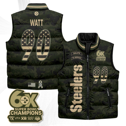 Pittsburgh Steelers 2026 Salute to Service Puffer Vest - Printed