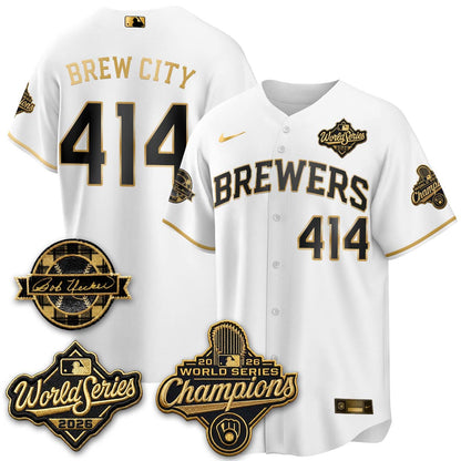 MIL 2026 WS Champions - Bob Uecker Patch Gold Jersey - Stitched (Tiktok)