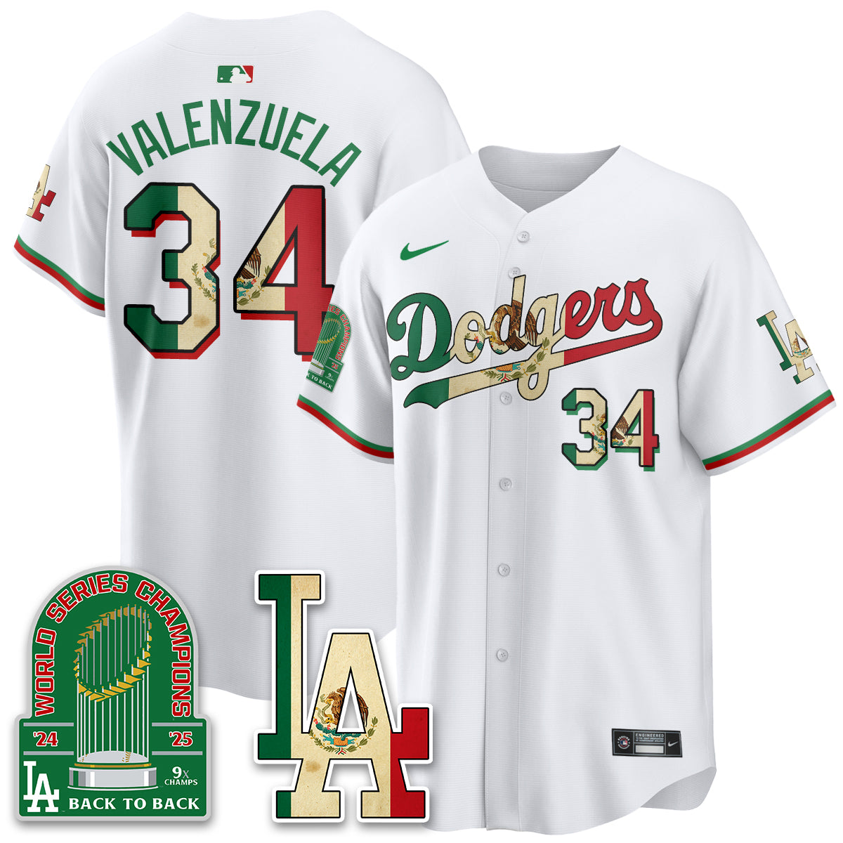 Los Angeles Dodgers Mexico Style Vapor Jersey- Stitched