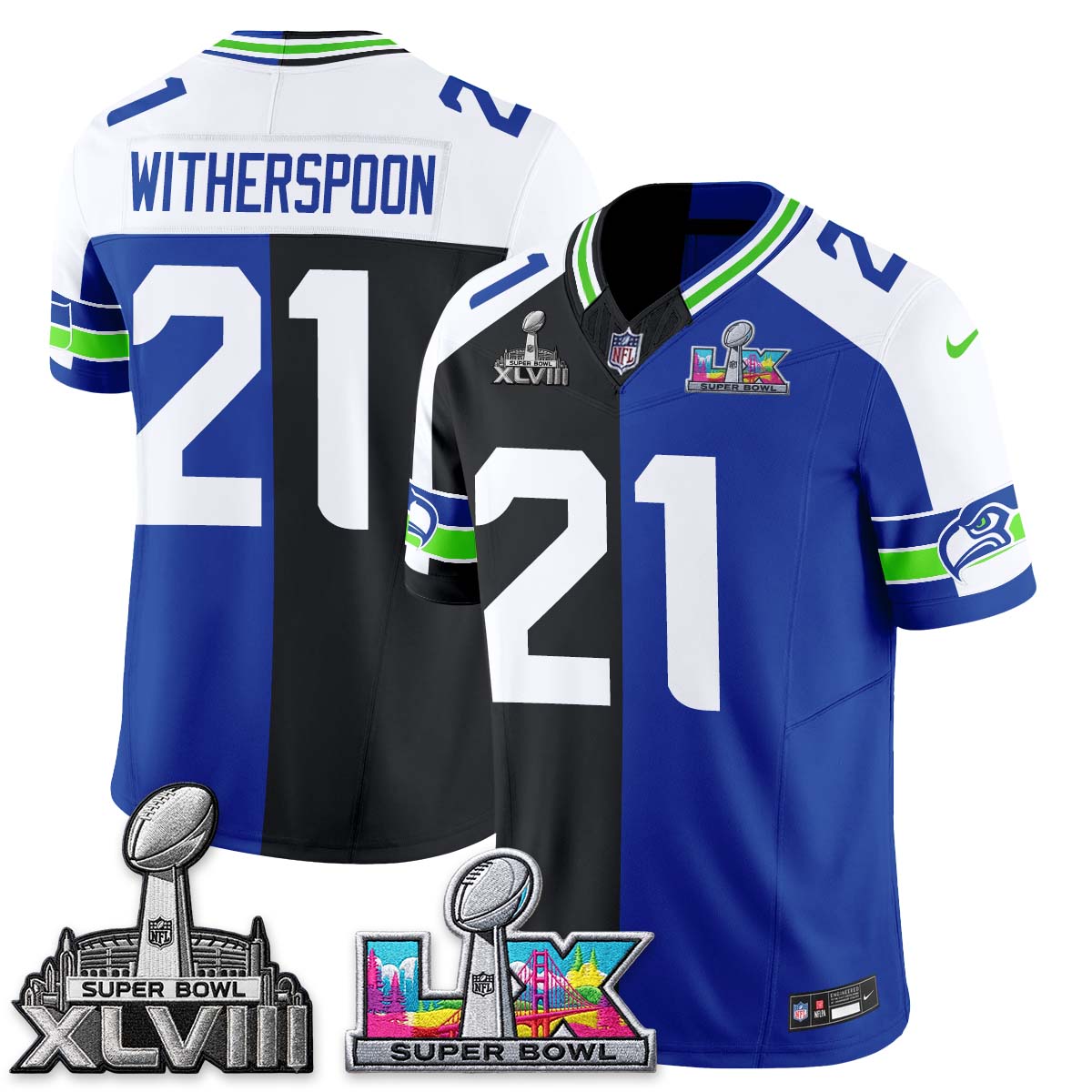 SEA Throwback 2 SB Patches Vapor Jersey - Stitched
