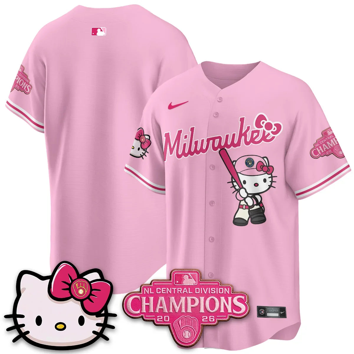 MIL NL Central Champs x Meow KT Vapor Pink Jersey - Stitched
