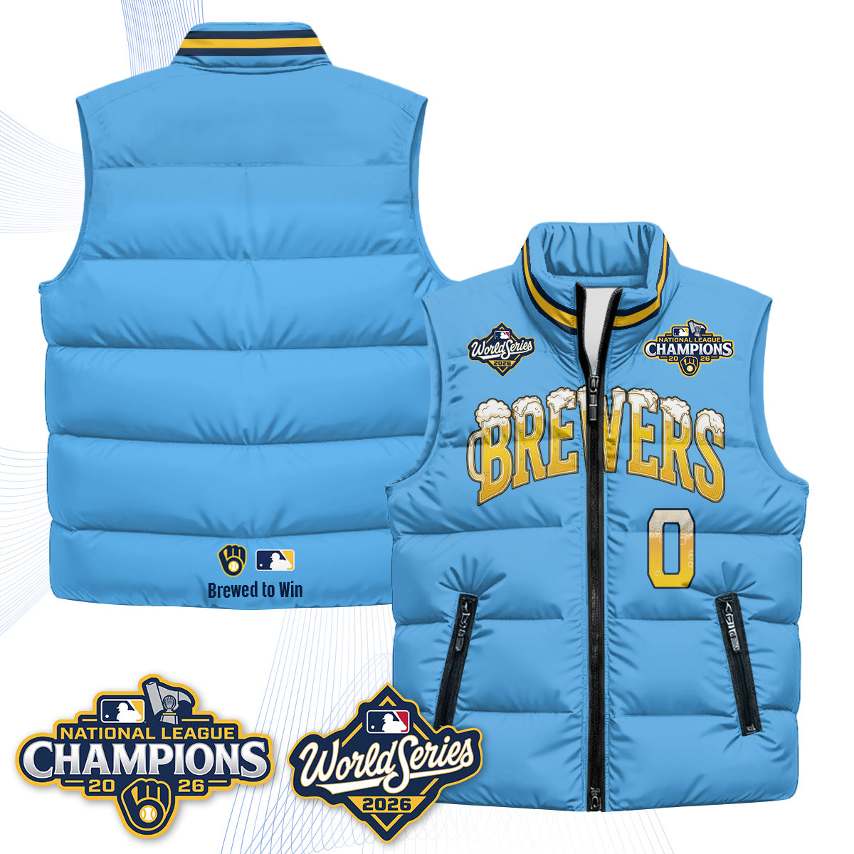 MIL "Pitcher & Pint" 2026 NL Champions Puffer Vest - Printed