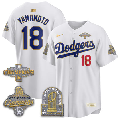 Los Angeles Dodgers 2026 NL West Champs Black Gold Vapor Jersey- Stitched