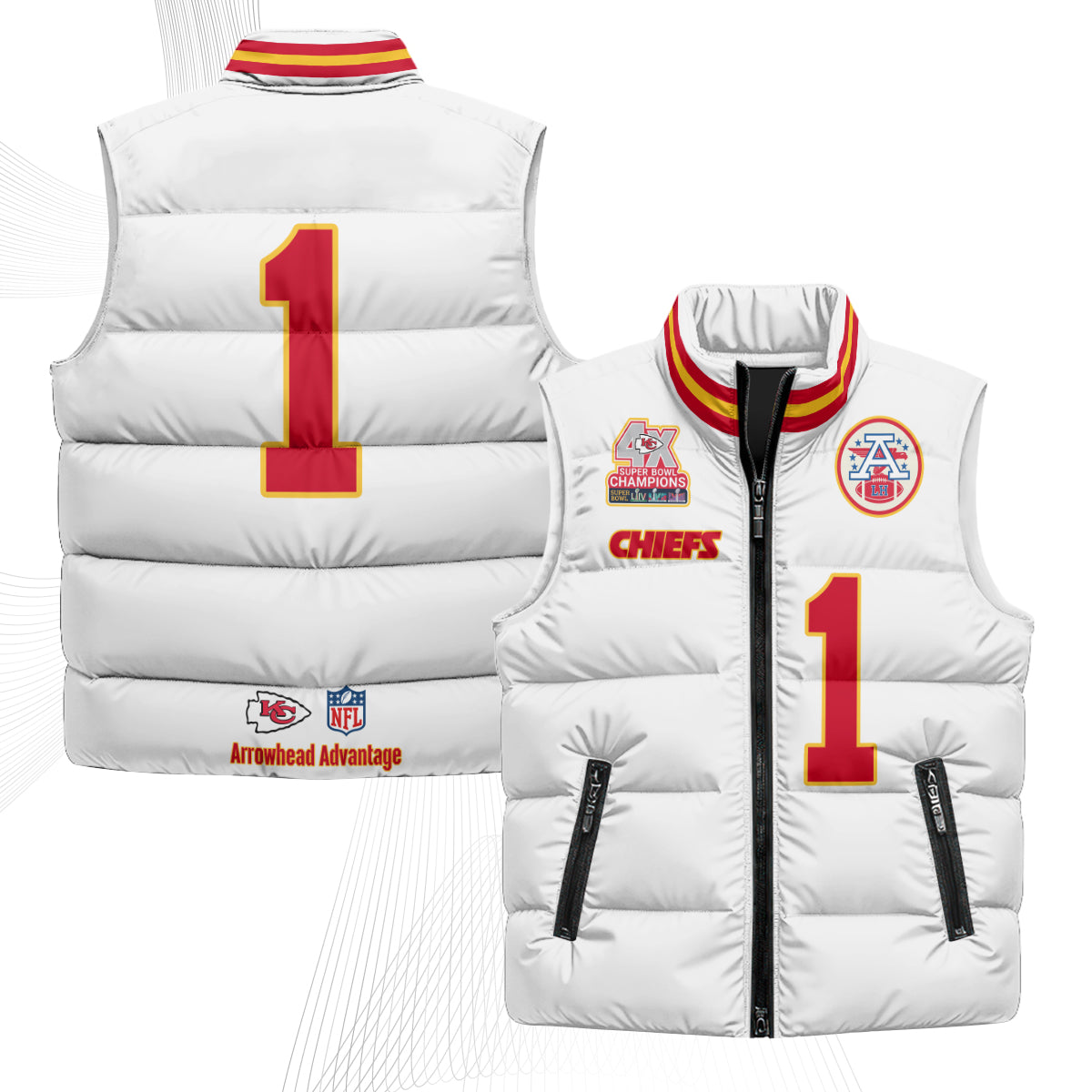 KC 4X Champs Gold Edition Puffer Vest - Printed