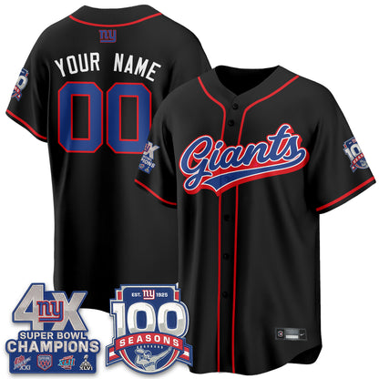 NYG 4X Champs & 100 Anniversary Vapor Baseball Custom Jersey - Stitched